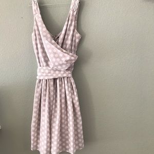 Champagne and white polkadot express dress